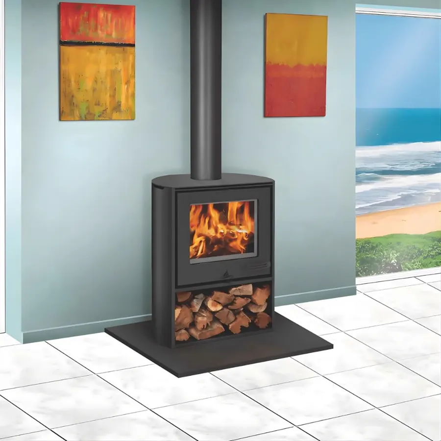 Infiniti Curve 10kW South African designed curved steel wood fireplace with panoramic window